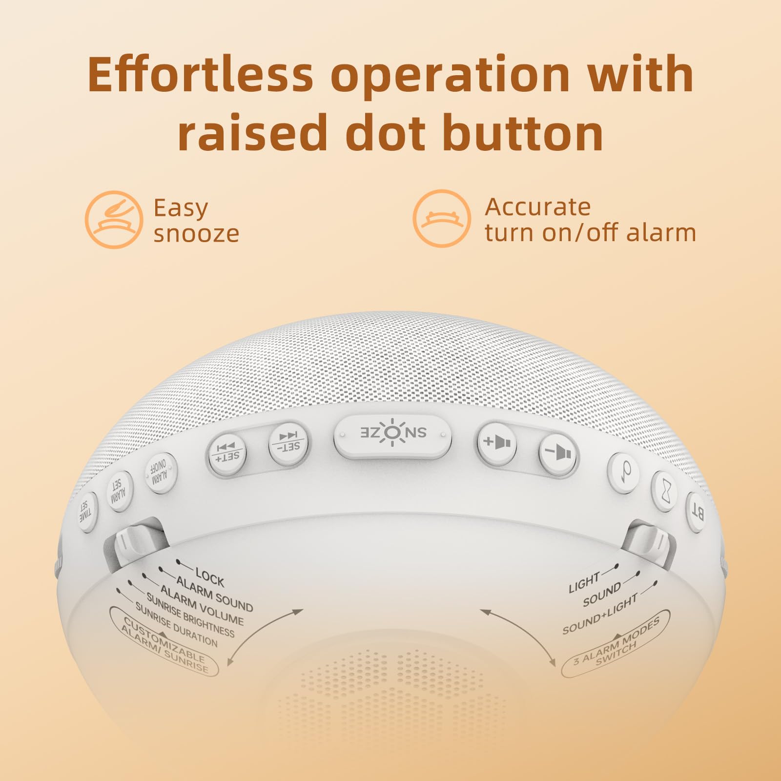Odokee Sunrise Alarm Clock with White Noise Machine – Natural Wake Up Light, Bluetooth Speaker, 25 Sleep Sounds (Frost White)