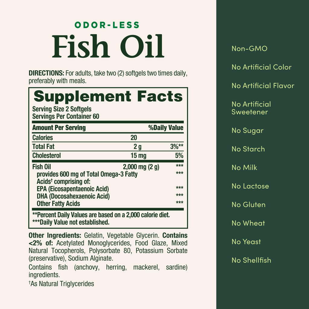 Nature's Bounty Fish Oil - Heart Health Support, 300 mg Omega-3, 120 Softgels