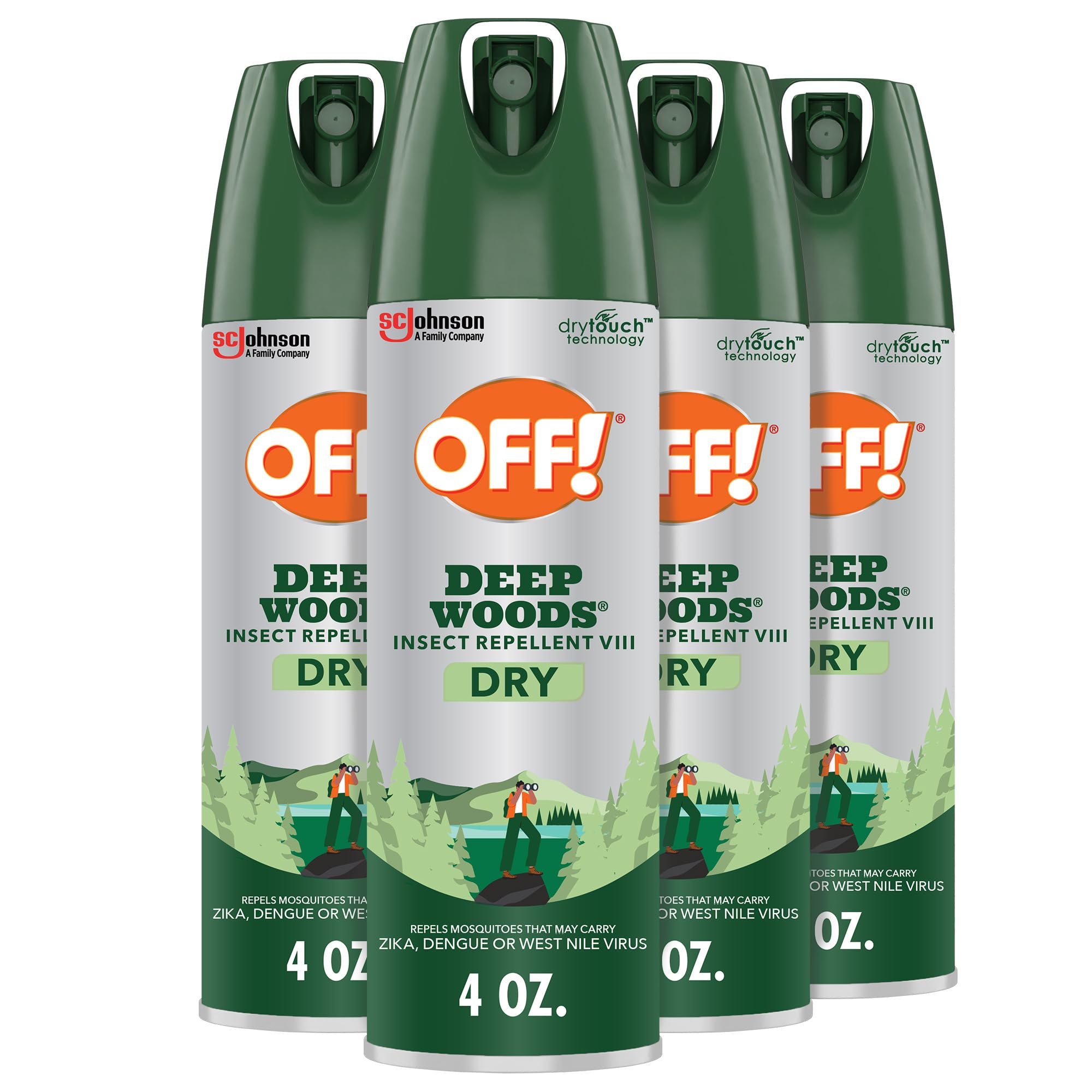 OFF! Deep Woods Insect Repellent Aerosol — Dry, Non-Greasy 25% DEET, 4 oz, 4 Count