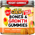 OH MY CHEWY Growth Increase Vitamin Gummies – Growth & Bone Support for Kids & Teens (Calcium, Vitamin D3, K2) Peach & Mango 60 CT