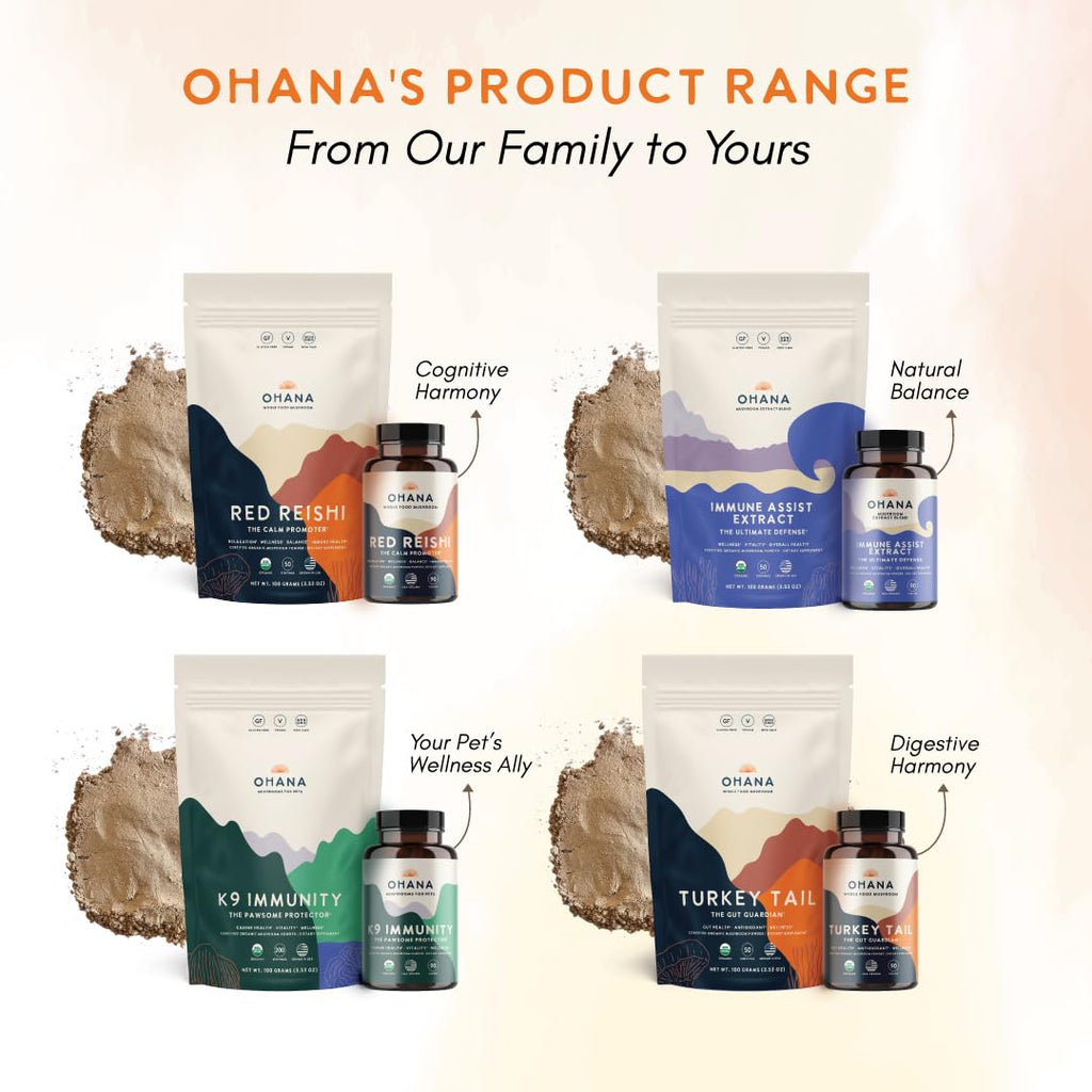 Ohana Red Reishi – Organic Mushroom Powder Blend, USDA Organic, Non-GMO, Gluten-Free (7.06 oz, Pack of 1)