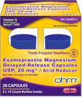 Ohm Esomeprazole Magnesium 20mg Delayed-Release Capsules | 24-Hour Heartburn Relief (28 Count)
