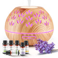 Oil Diffuser Essential Oils 500ML + 6 Pack | Ultrasonic Aroma Diffuser, Auto-Off, 8 Colors, Large Room