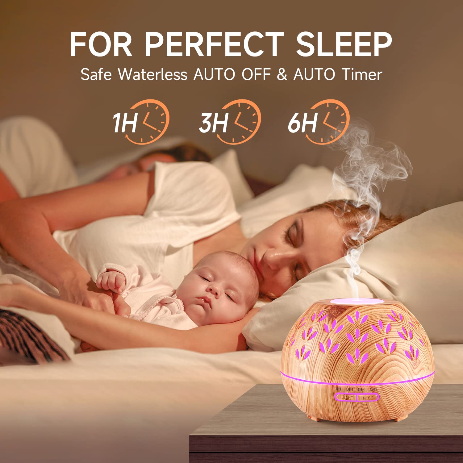 Oil Diffuser Essential Oils 500ML + 6 Pack | Ultrasonic Aroma Diffuser, Auto-Off, 8 Colors, Large Room