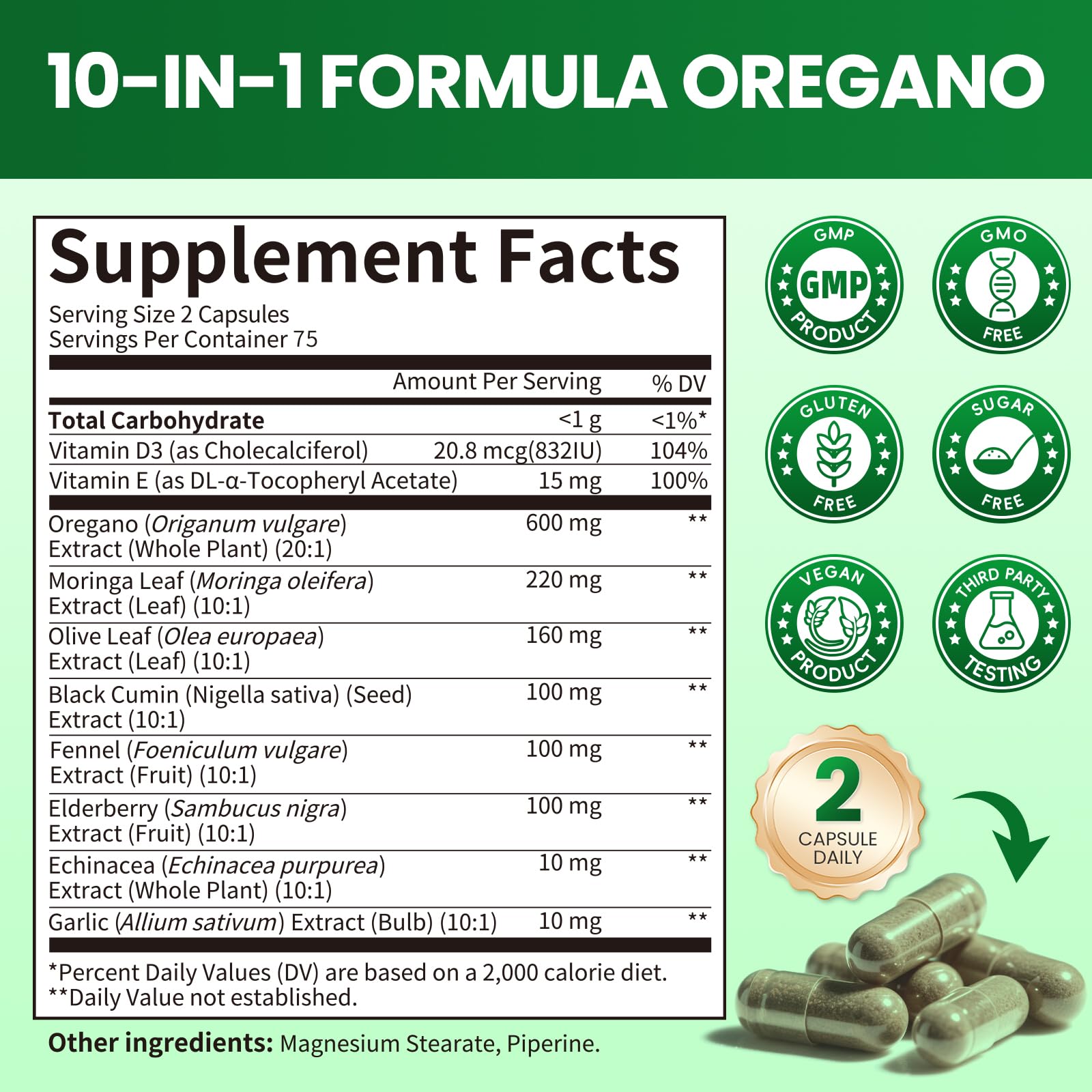 Oil of Oregano with Black Seed Oil Capsules Organic - Immune, Gut & Respiratory Support | 150 Ct