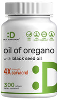 Oil of Oregano Softgels with Black Seed Oil – 300 Count (30:1 Extract) | Carvacrol & Thymoquinone – Antioxidant Immune Support – Plant Based, Non-GMO