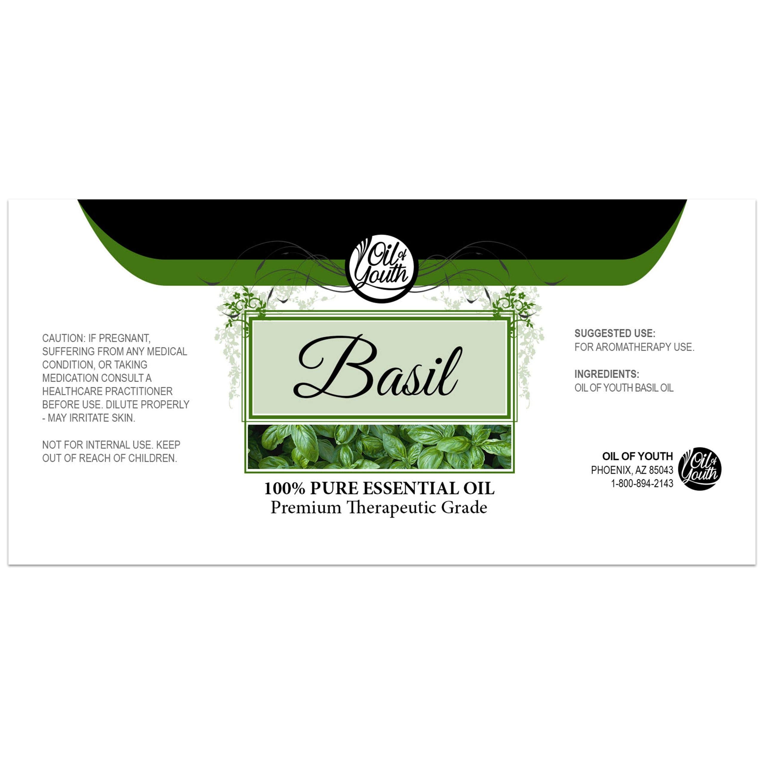Oil of Youth Basil Essential Oil – Therapeutic Grade, 4 oz (Dropper)