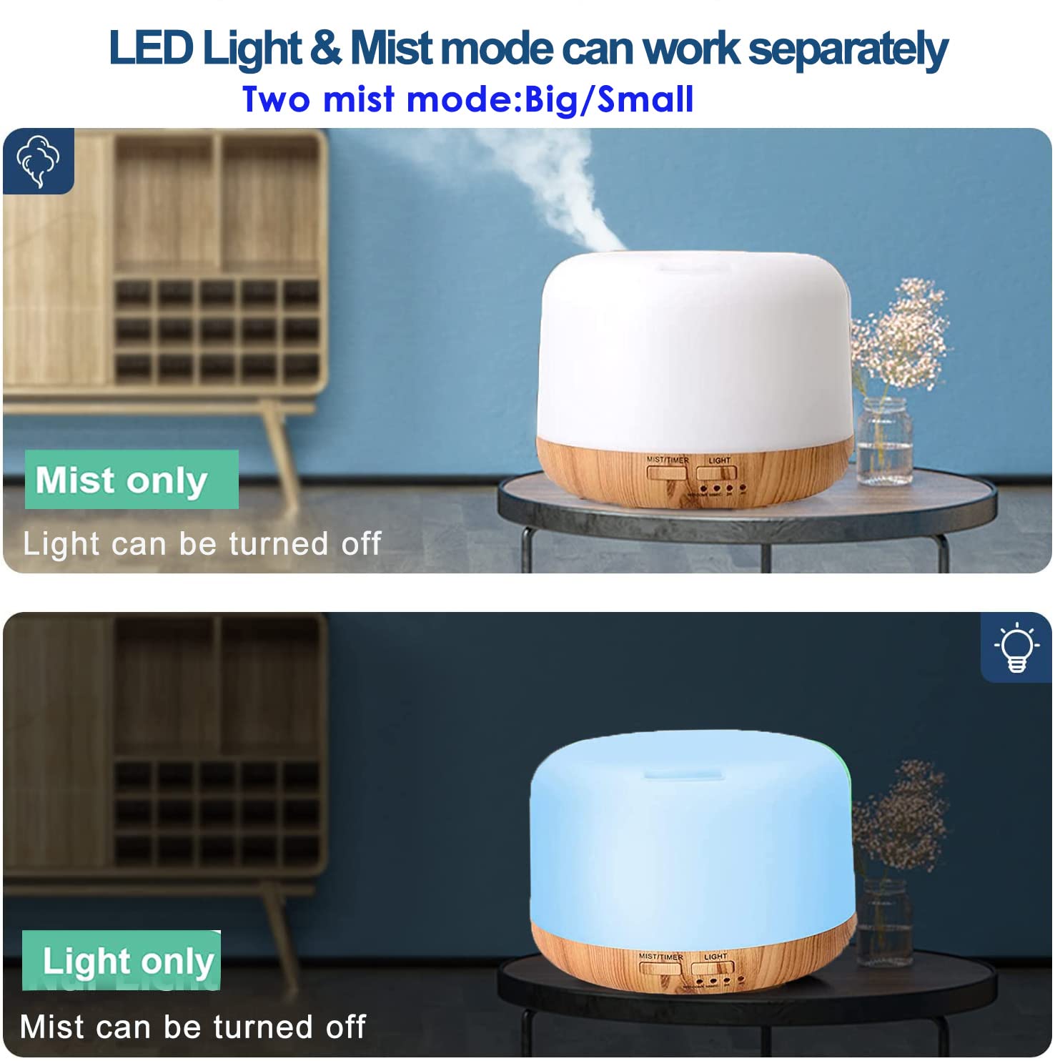 Oil Diffuser Humidifier 300ML – Ultrasonic Aroma Diffuser with Remote