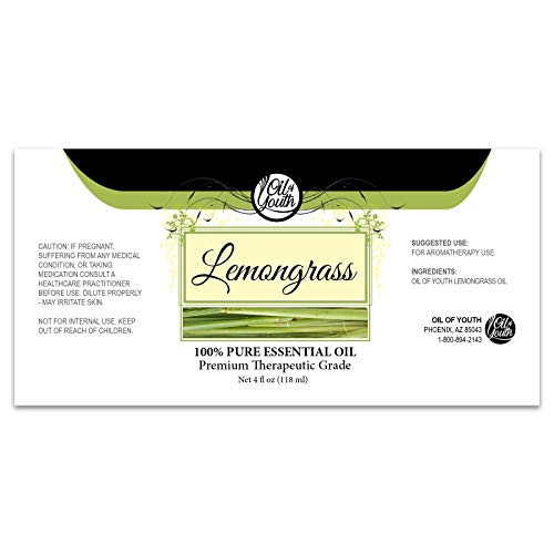 Oil of Youth Lemongrass Essential Oil - 4 oz (Therapeutic Grade) with Dropper