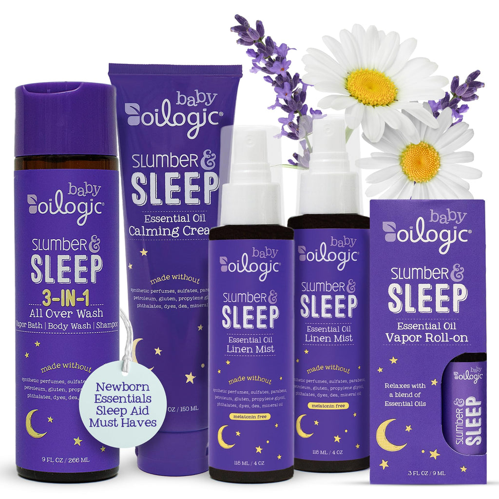 Oilogic Slumber & Sleep Baby Gift Set – Wash, Calming Cream, Sleep Spray & Roll-On Oils