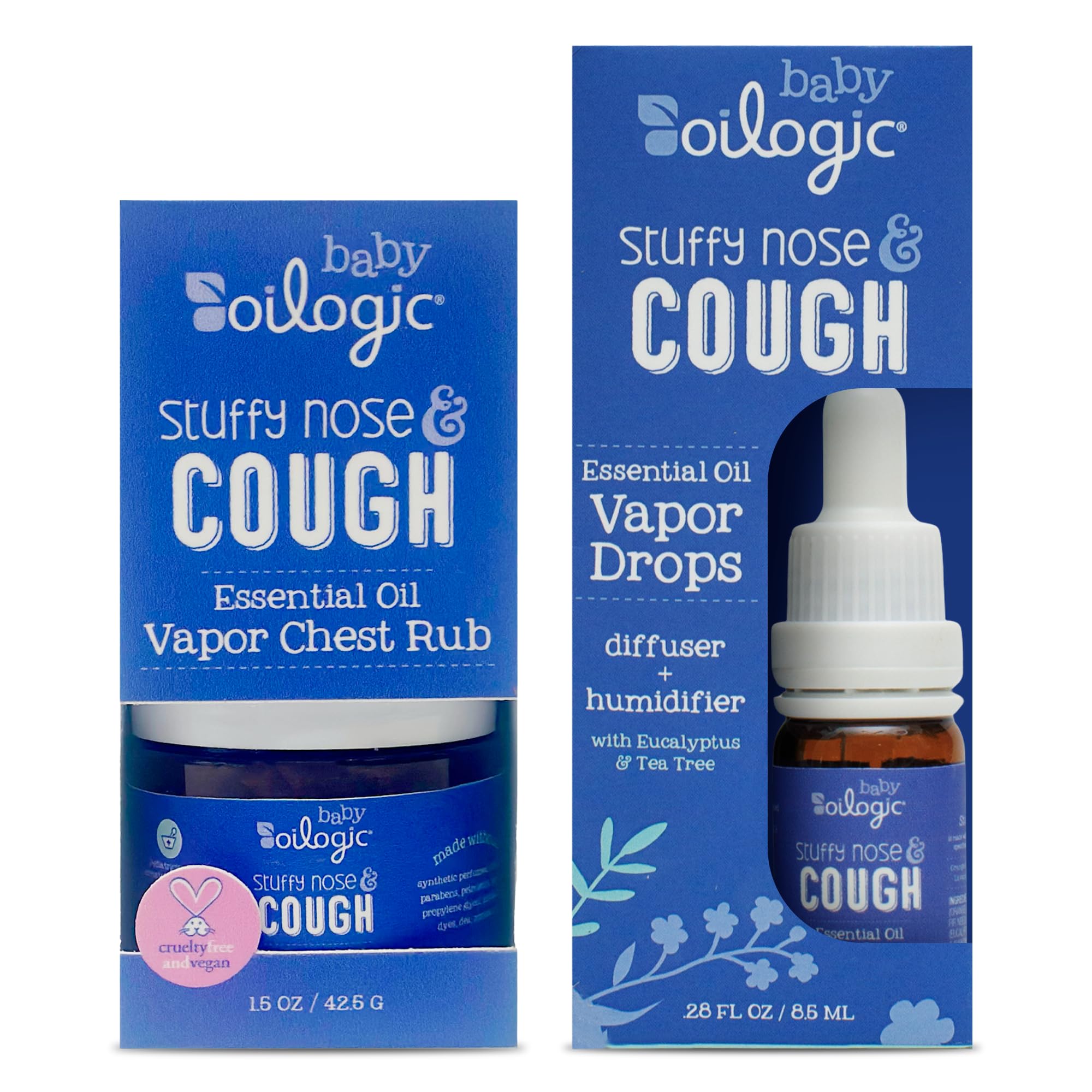 Oilogic Stuffy Nose & Cough Baby Essentials – Vapor Rub, Vapor Drops & Diffuser