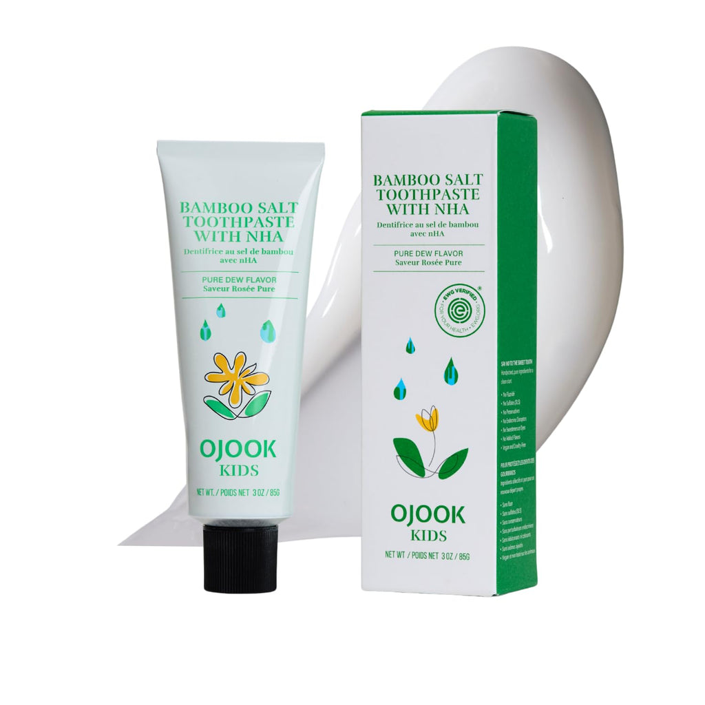 OJOOK Kids Fluoride-Free Bamboo Salt Toothpaste with nHA - 3oz | Pure Dew