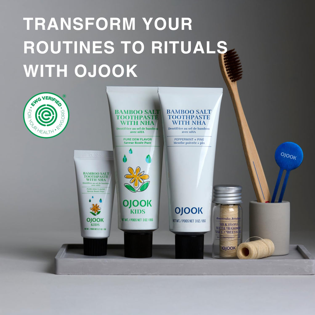 OJOOK Kids Fluoride-Free Bamboo Salt Toothpaste with nHA - 3oz | Pure Dew