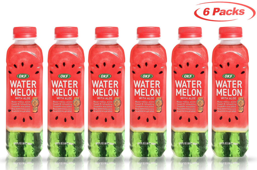 OKF Watermelon Aloe Vera Drink – Real Juice & Gel, 16.9 oz (6 Pack)