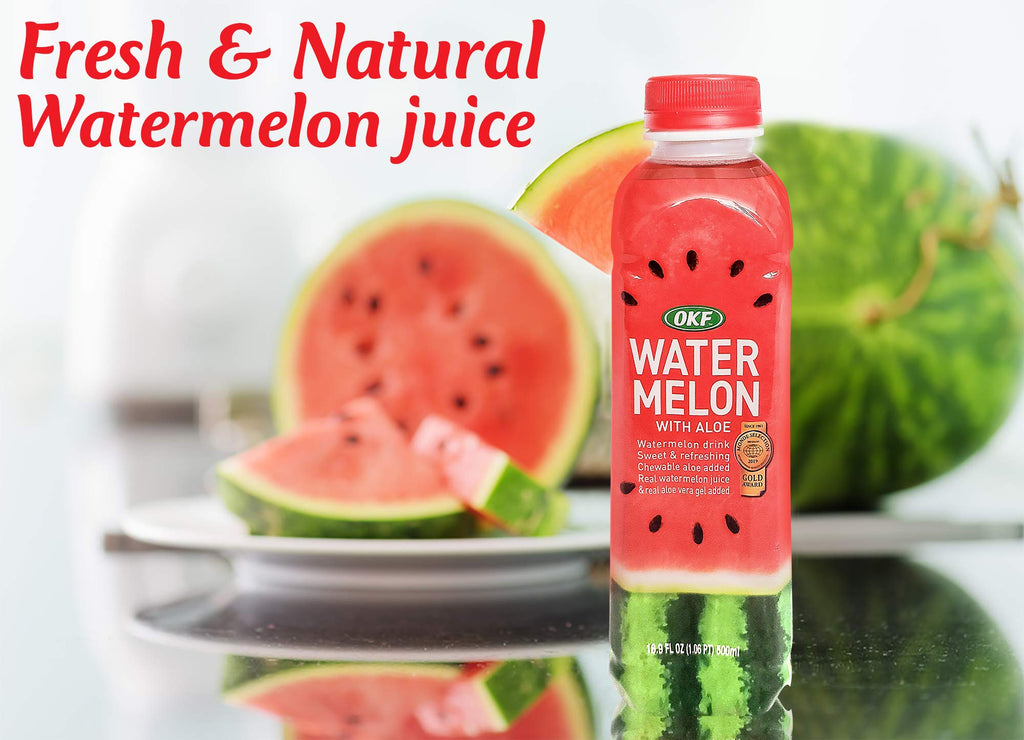 OKF Watermelon Aloe Vera Drink – Real Juice & Gel, 16.9 oz (6 Pack)