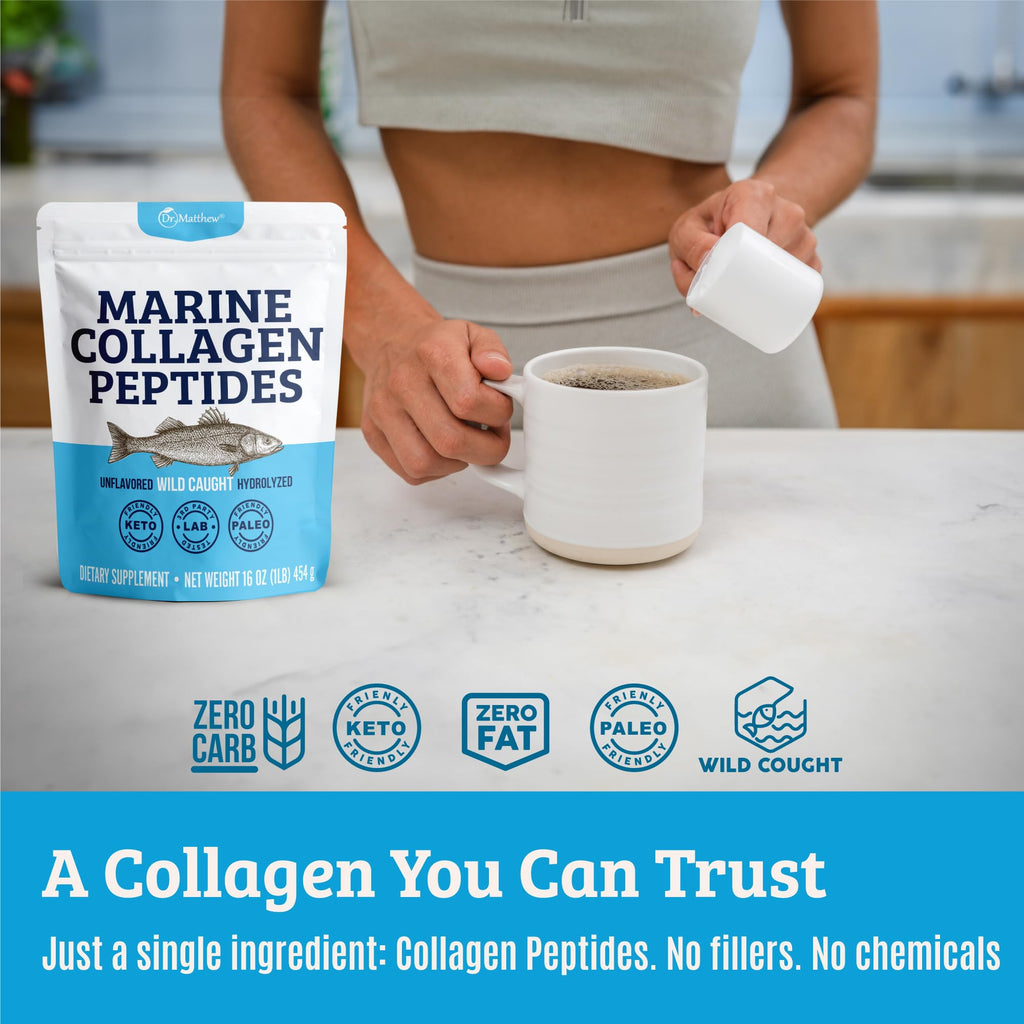 Dr. Matthew Marine Collagen Peptides Powder - Hydrolyzed Wild-Caught Fish Protein for Hair & Skin | Women & Men