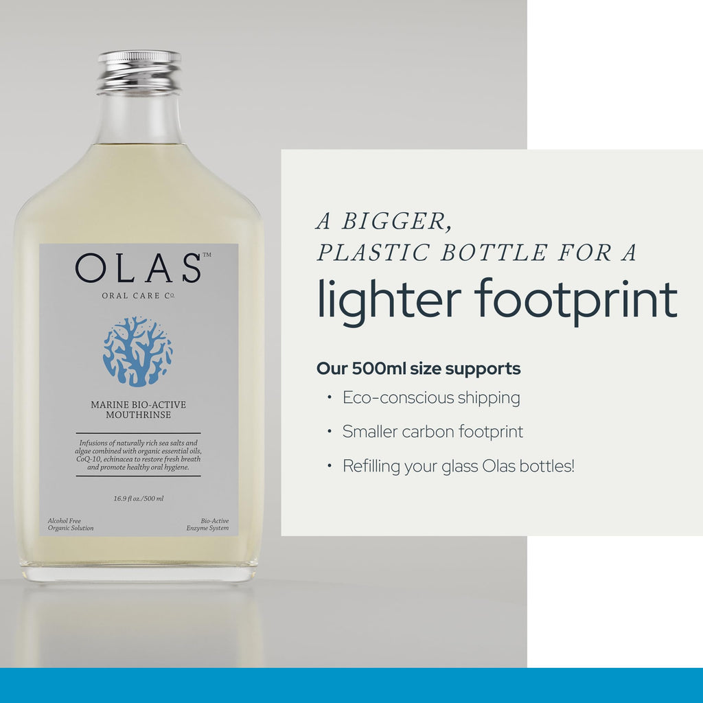 Olas Alcohol Free Mouthwash & Rinse – Marine Bio-Active, Fluoride Free (3 x 1 fl oz)