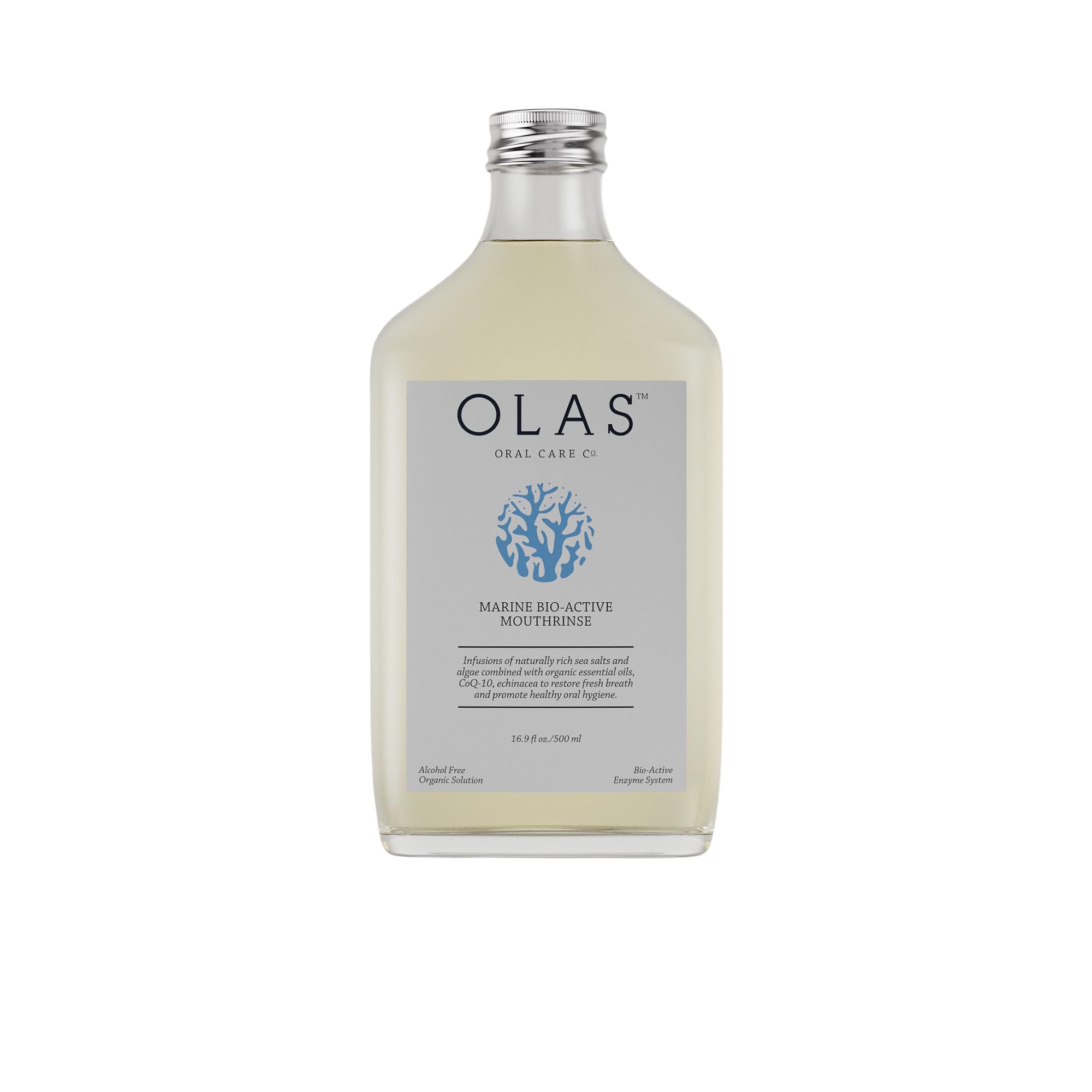 Olas Alcohol Free Mouthwash & Oral Rinse - Fluoride Free Marine Mouthwash 500 ml