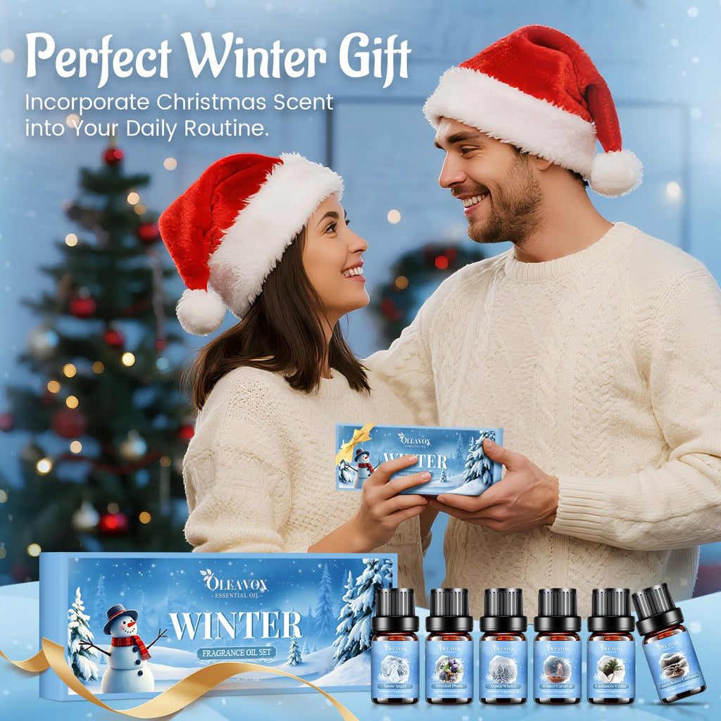 Winter Essential Oils Set – 6 Premium Holiday Fragrance Oils for Diffuser, Candle & Soap