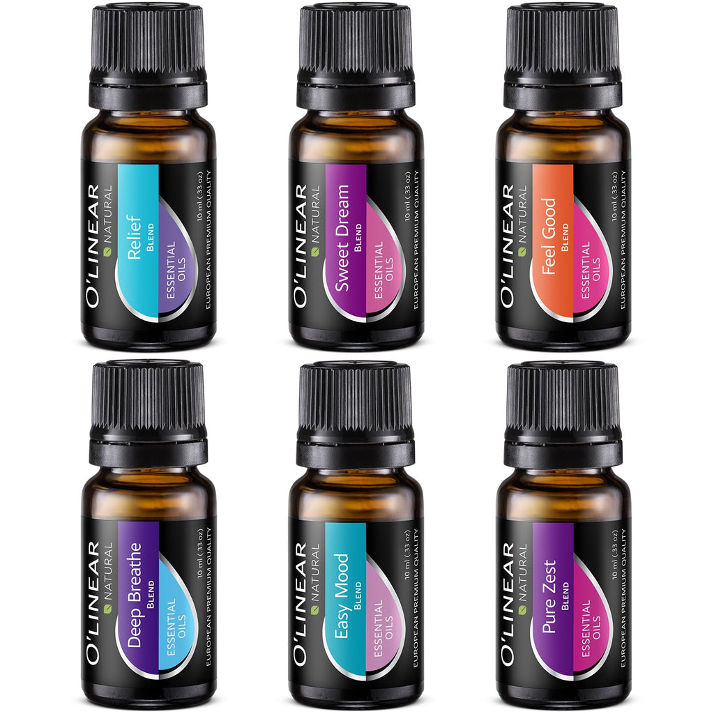O'linear Essential Oils 6 Blends Set – Diffuser Oils for Humidifiers and Aromatherapy