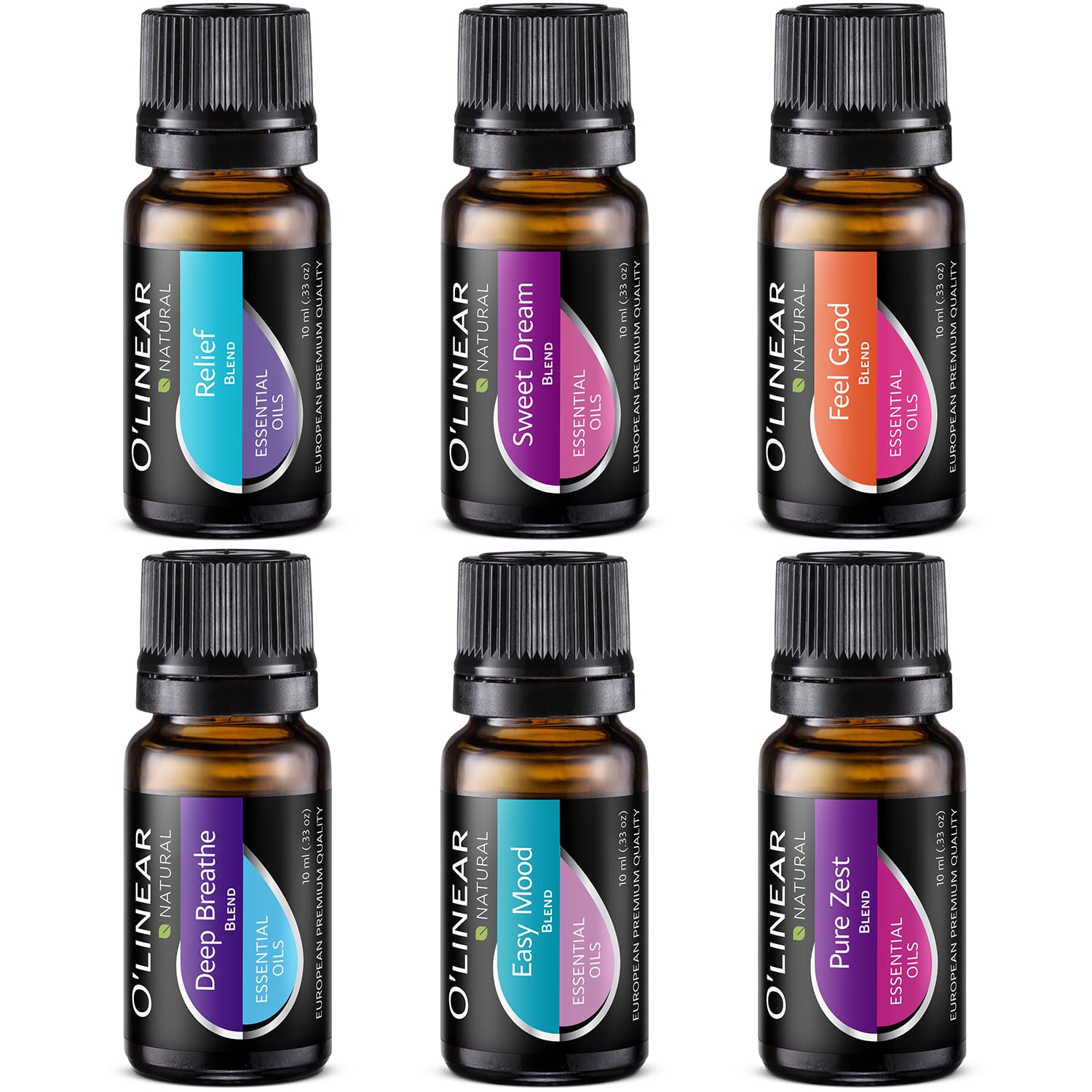 O'linear Essential Oils 6 Blends Set – Diffuser Oils for Humidifiers and Aromatherapy