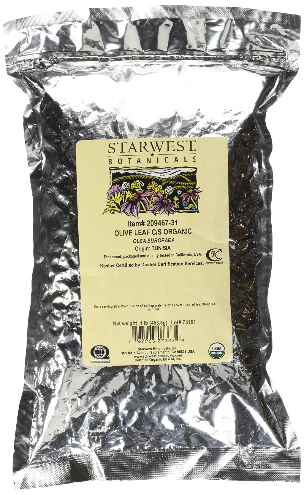 Starwest Botanicals Olive Leaf Cut and Sifted, 1 Pound – Herbal Supplement