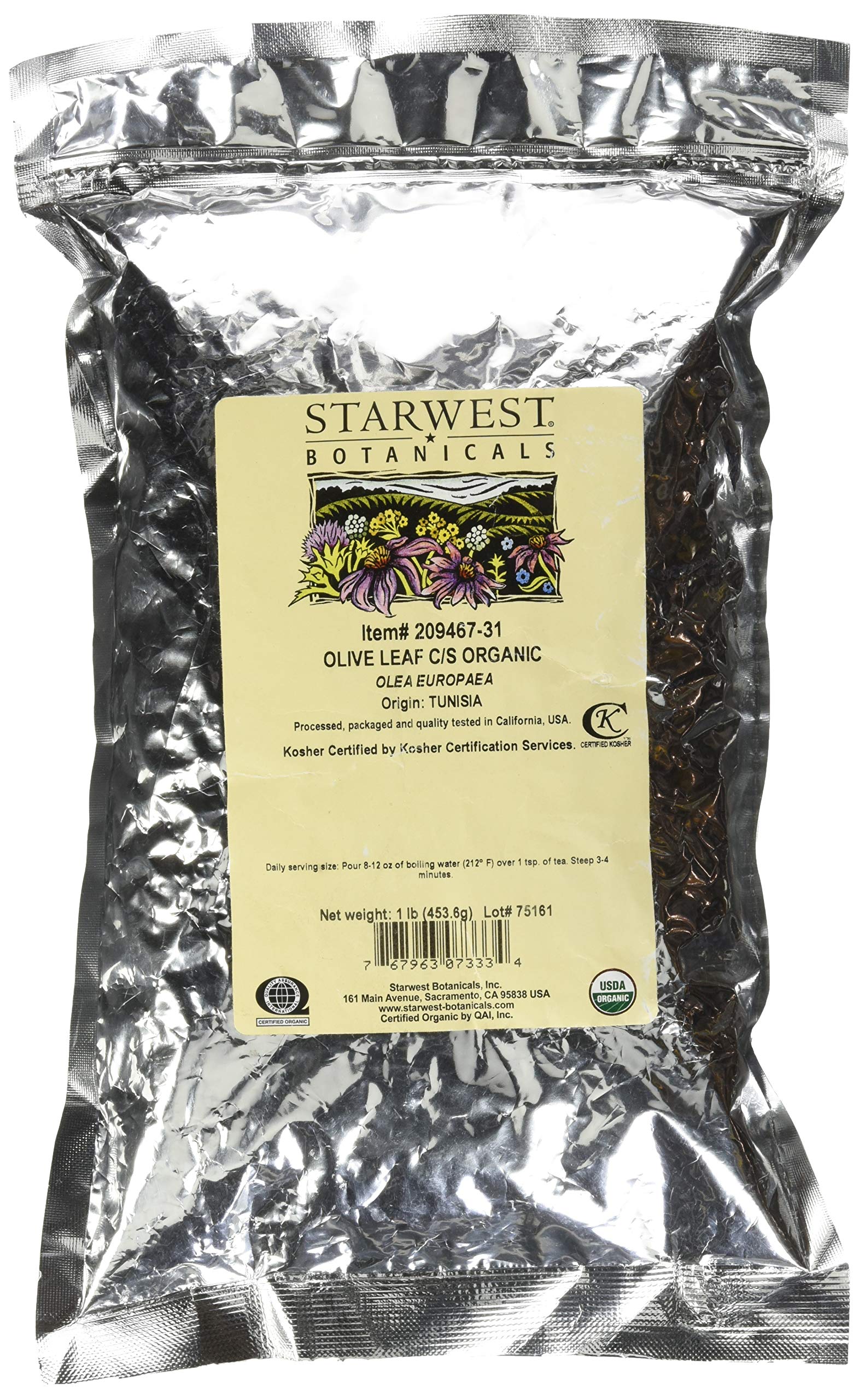 Starwest Botanicals Olive Leaf Cut and Sifted, 1 Pound – Herbal Supplement