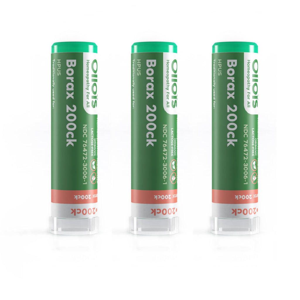 OLLOIS Borax 200ck – Organic, Lactose-Free, Kosher Homeopathic Medicine (Pack of 3)