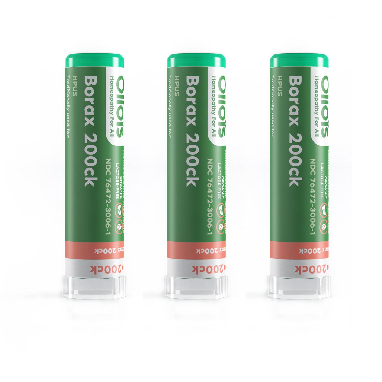 OLLOIS Borax 200ck – Organic, Lactose-Free, Kosher Homeopathic Medicine (Pack of 3)