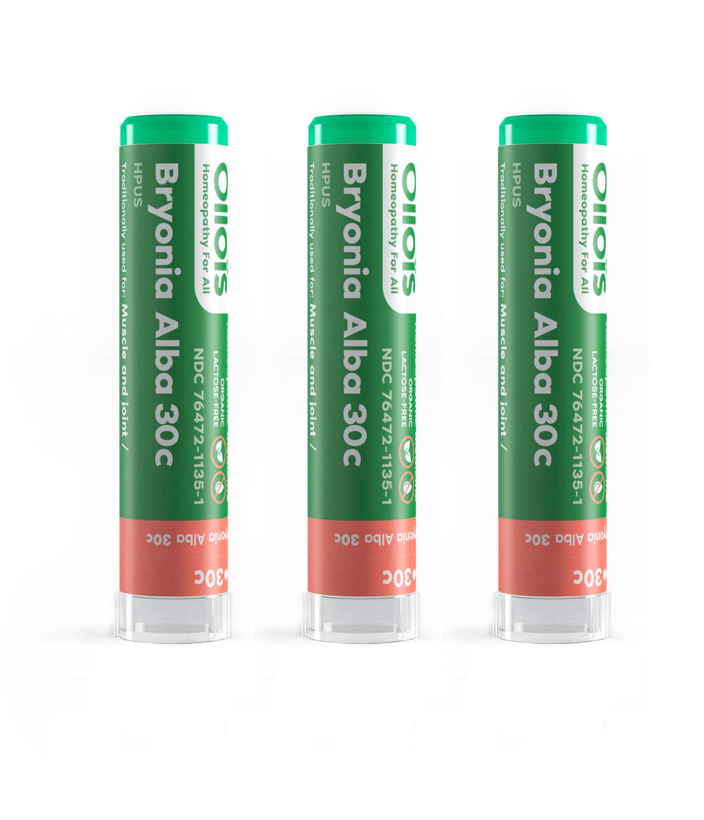 OLLOIS Bryonia 30C Organic Homeopathic Medicine - Lactose-Free, Kosher, 80 Pellets (Pack of 3)