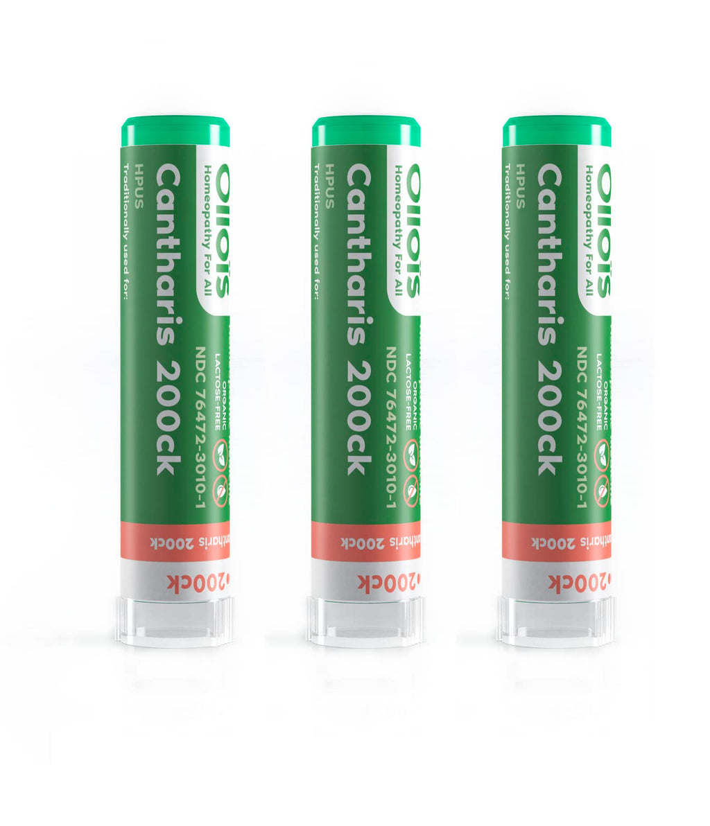 OLLOIS Cantharis 200ck Organic – Lactose-Free Homeopathic Medicine, 80 Pellets (Pack of 3)