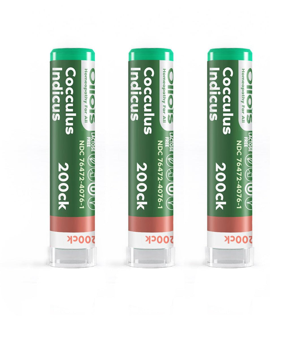OLLOIS Cocculus indicus 200ck Organic Vegan Homeopathic Medicine – 80 Pellets (Pack of 3)