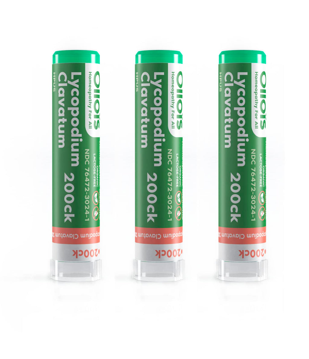 OLLOIS Lycopodium Clavatum 200ck – Organic, Lactose-Free Kosher Homeopathic Medicine (80 Pellets, Pack of 3)
