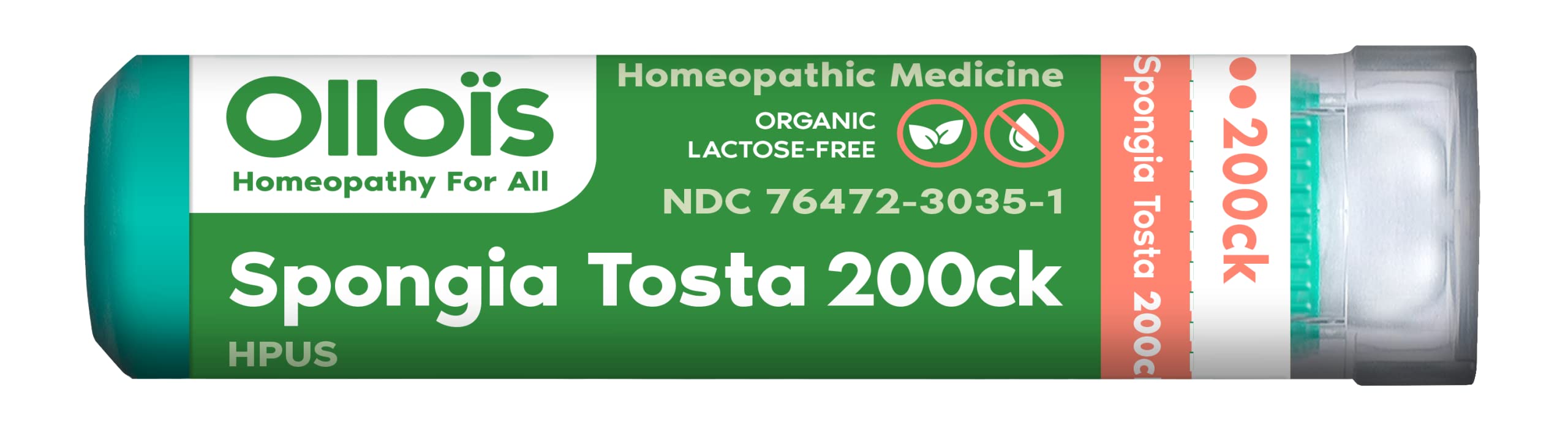 OLLOIS Spongia Tosta 200ck – Organic, Lactose-Free Homeopathic Medicine (80 Pellets)