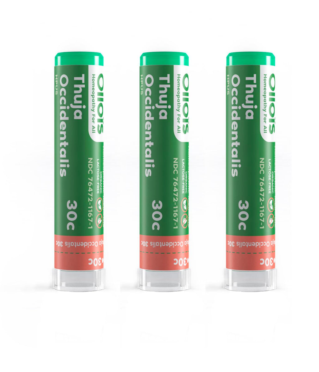 OLLOIS Thuja Occidentalis 30c Organic, Lactose-Free, Kosher Homeopathic Medicine, 80 Pellets (Pack of 3)
