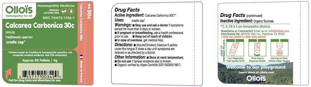 OLLOIS Calcarea Carbonica 30c Organic Homeopathic – Lactose-Free, Kosher (80 Pellets, Pack of 3)