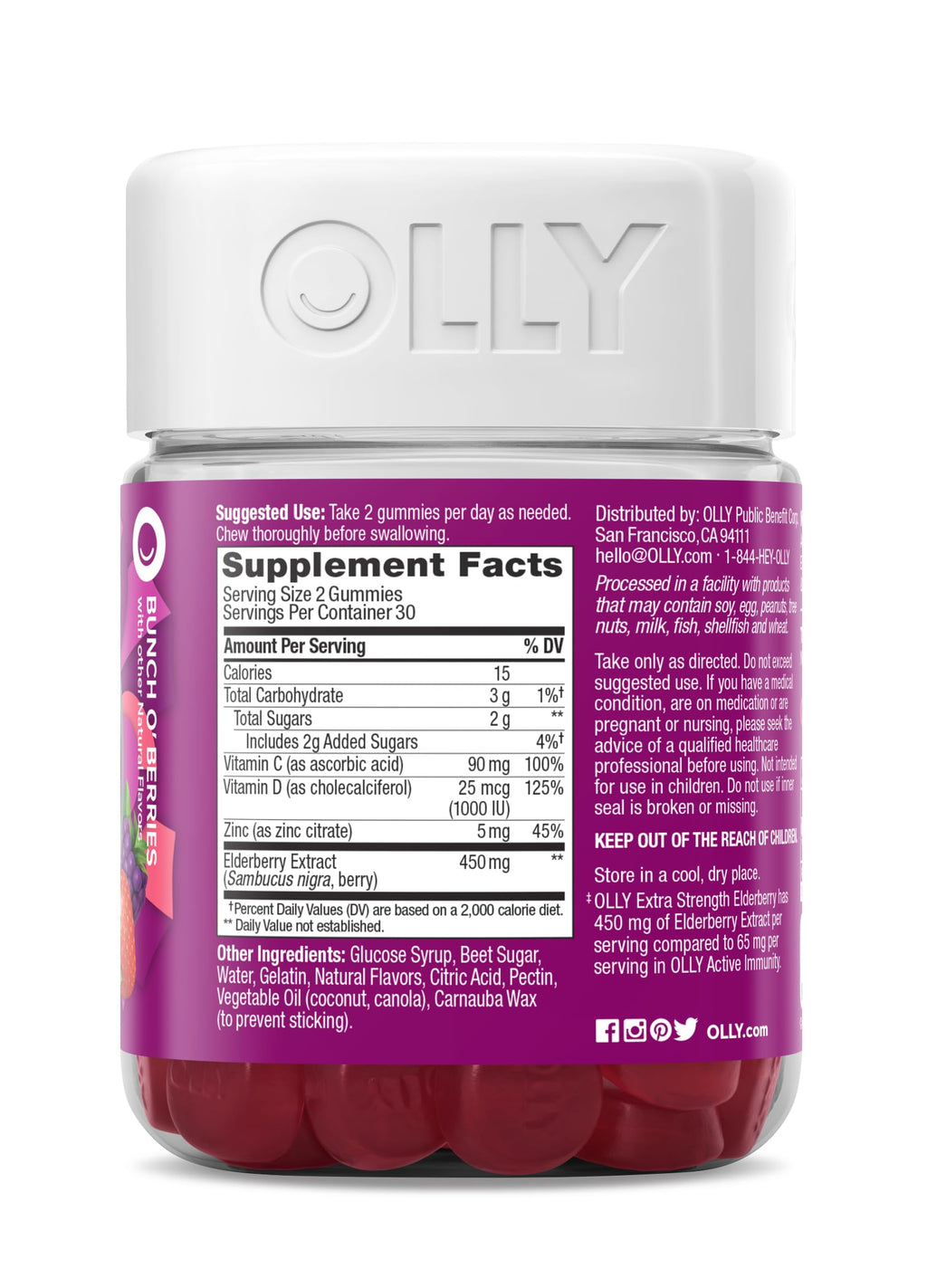 OLLY Extra Strength Elderberry Gummies - Immune Support, 60 Count