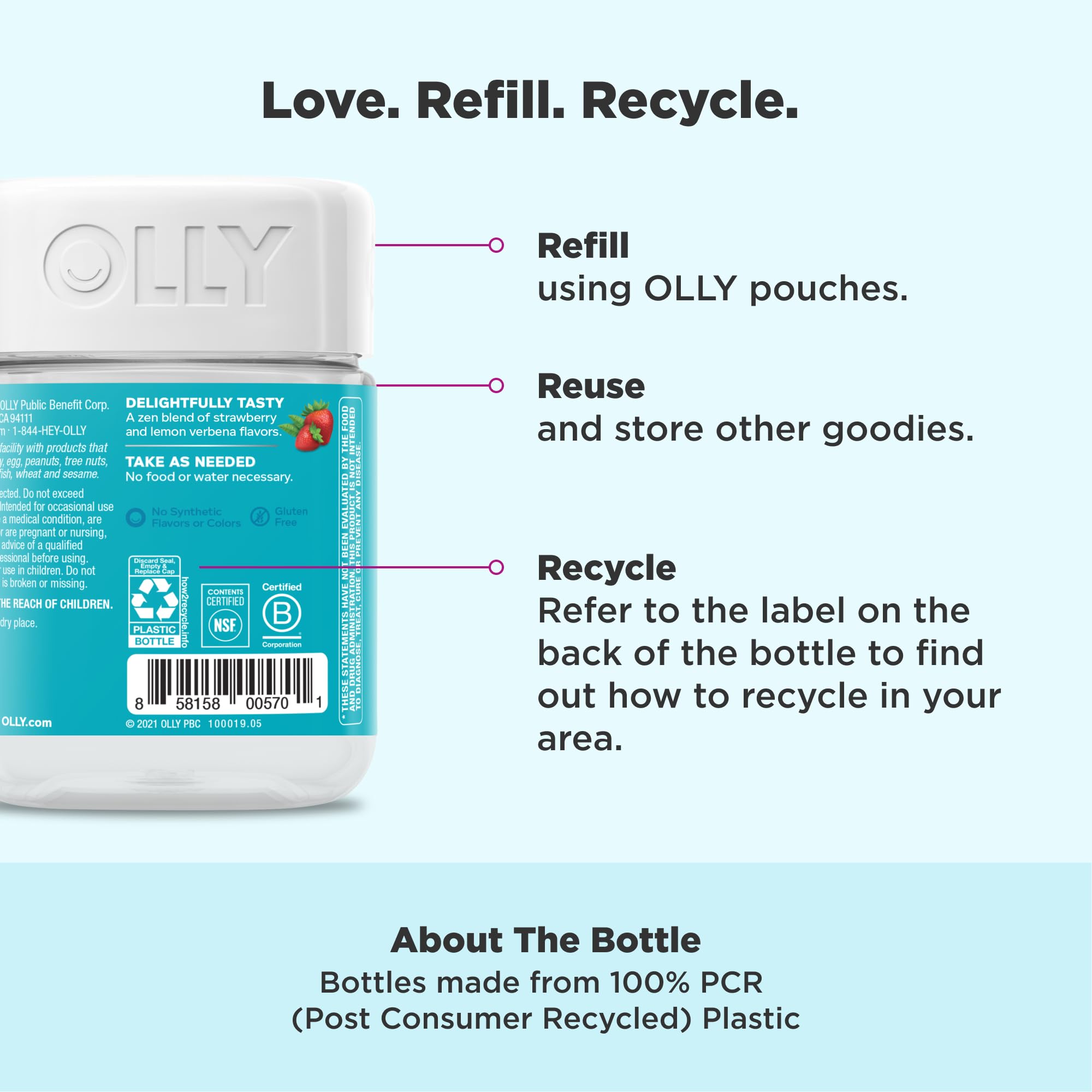OLLY Goodbye Stress Gummy – GABA, L-Theanine, Lemon Balm (Berry) – 42 Count