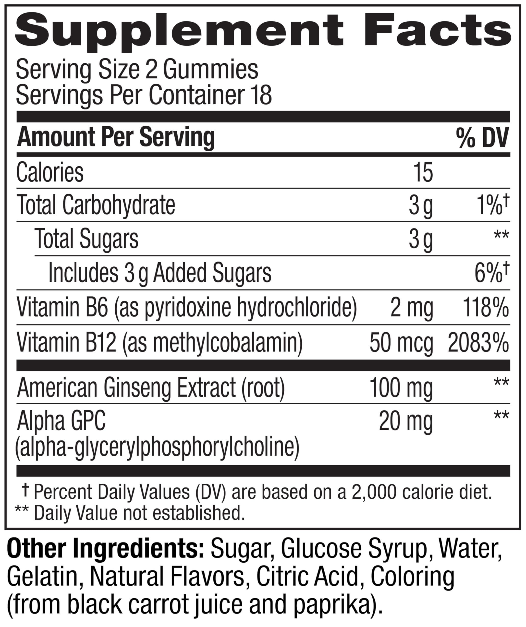 OLLY Laser Focus Gummies – Ginseng, Alpha GPC & B Vitamins, Berry Tangerine, 36 Count