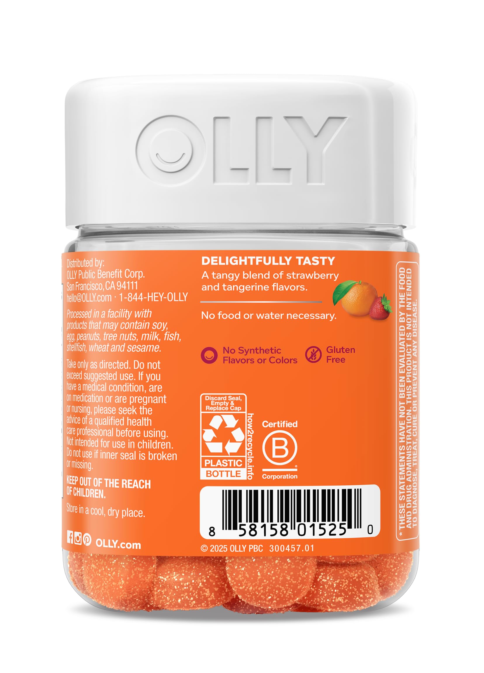 OLLY Laser Focus Gummies – Ginseng, Alpha GPC & B Vitamins, Berry Tangerine, 36 Count