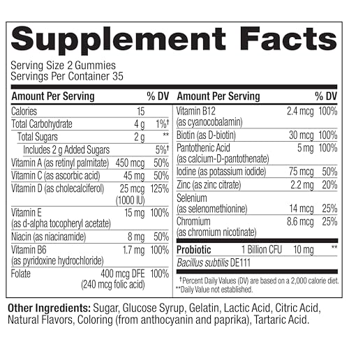 OLLY Multi + Probiotic Gummy – 1B CFUs, Immune & Digestive Support, Tropical Twist, 70 Count