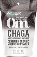 Om Mushroom Superfood Chaga Organic Mushroom Powder – 3.5 oz, 50 Servings, USA Grown | Antioxidants & Immune Support