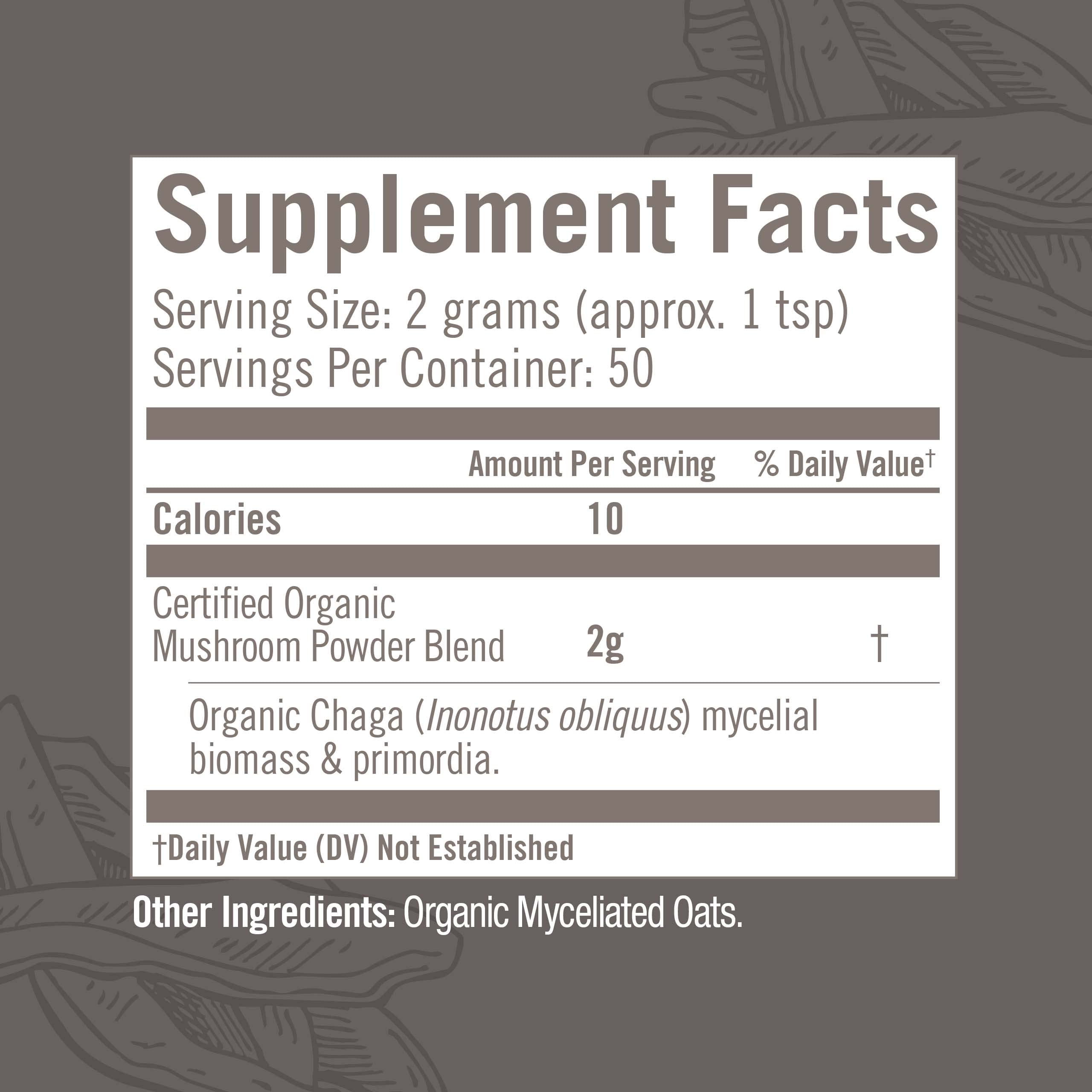 Om Mushroom Superfood Chaga Organic Mushroom Powder – 3.5 oz, 50 Servings, USA Grown | Antioxidants & Immune Support