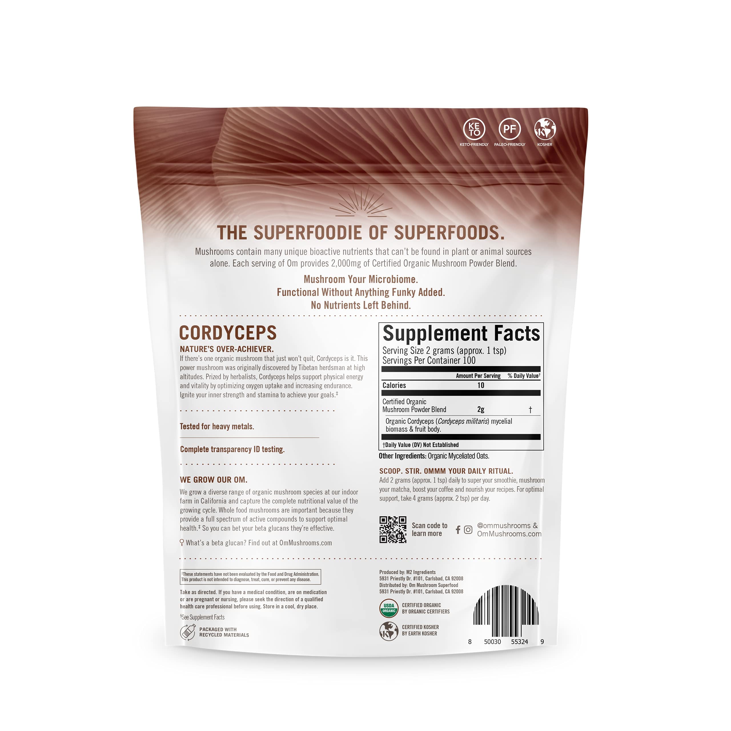 OM Mushroom Cordyceps Powder – Organic, Vegan, Non-GMO, Gluten-Free | Energy & Endurance Support