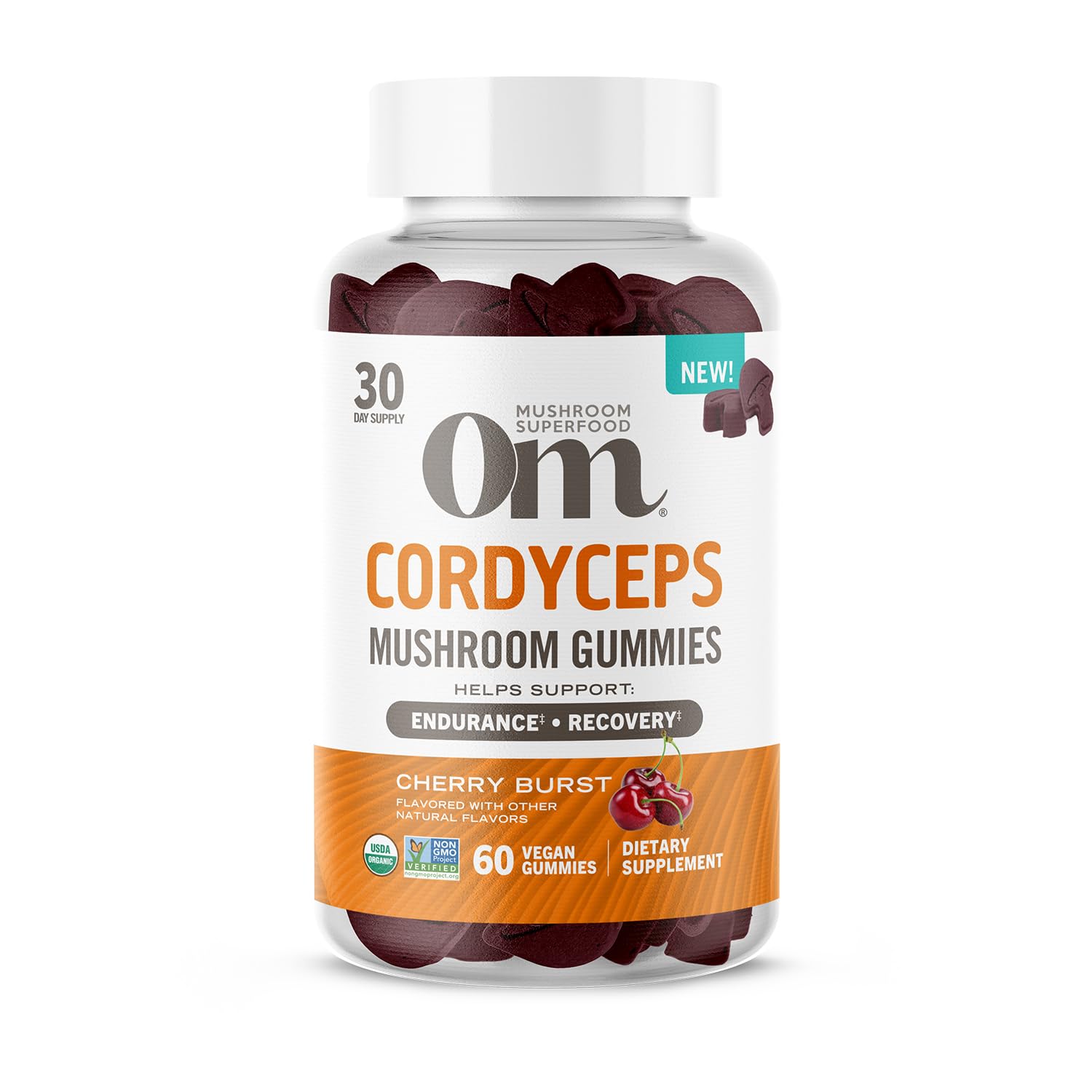 OM Mushroom Cordyceps Gummies – USA Grown Organic Mushrooms | Energy & Endurance (60 Count)