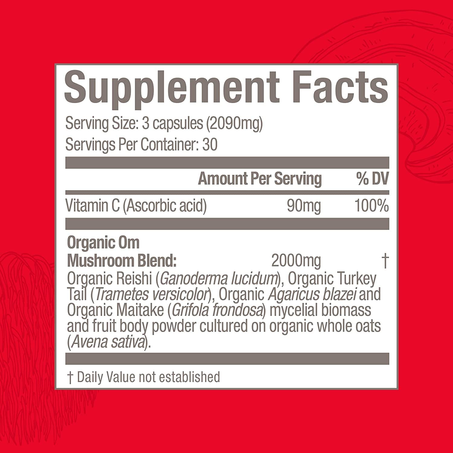 Om Mushroom Immune Defense – Vegan Capsule Supplement (90 Count)