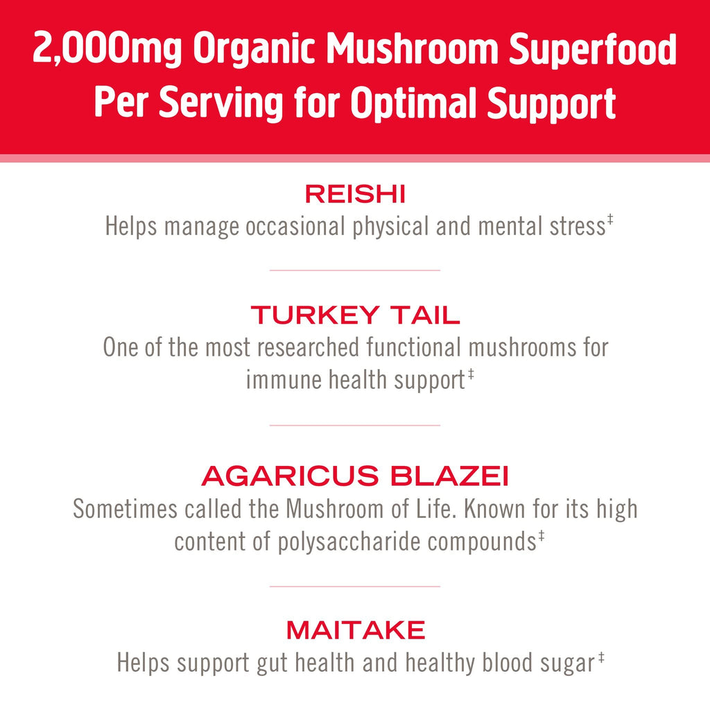 OM Mushroom Superfood Immune Blend Powder – 7.05 oz (100 Servings) Reishi & Turkey Tail
