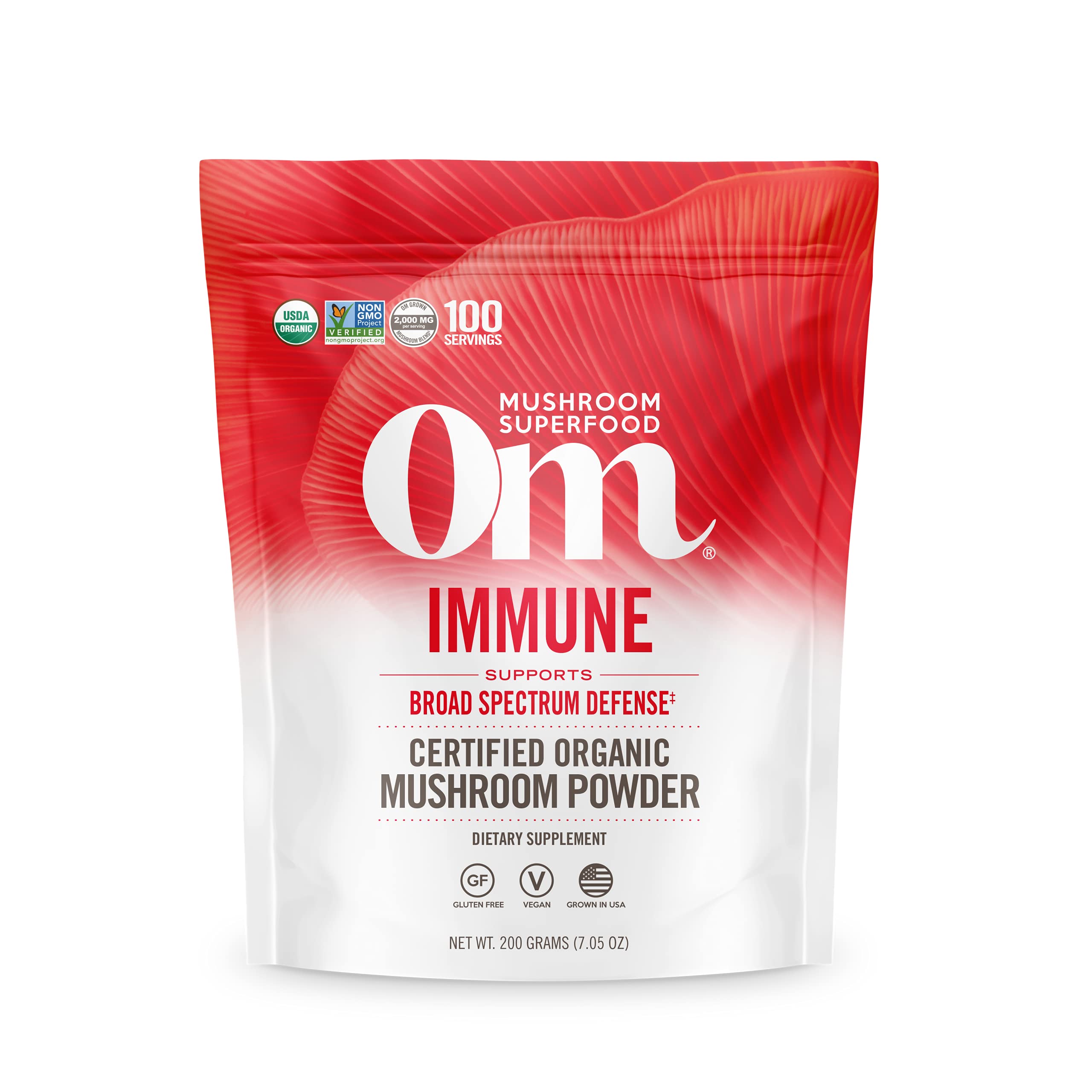 OM Mushroom Superfood Immune Blend Powder – 7.05 oz (100 Servings) Reishi & Turkey Tail