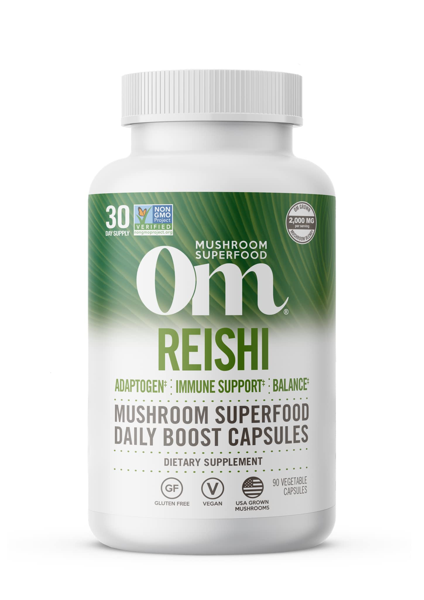 OM Mushroom Reishi Capsules - 90 Count, Organic Adaptogen for Stress & Immune Health