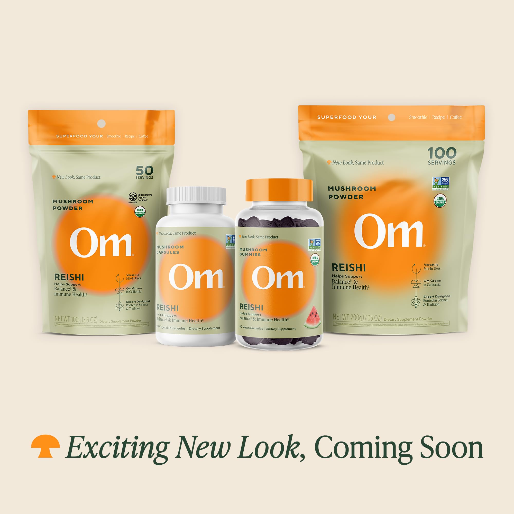 OM Mushroom Reishi Capsules - 90 Count, Organic Adaptogen for Stress & Immune Health